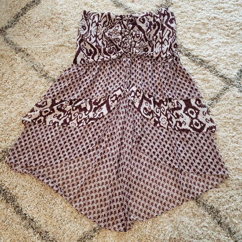 EVA MENDES SIZE 20 SKIRT HI LOW SHIRRED TIERED LINED CHIFFON AZTEC DEEP PURPLE
